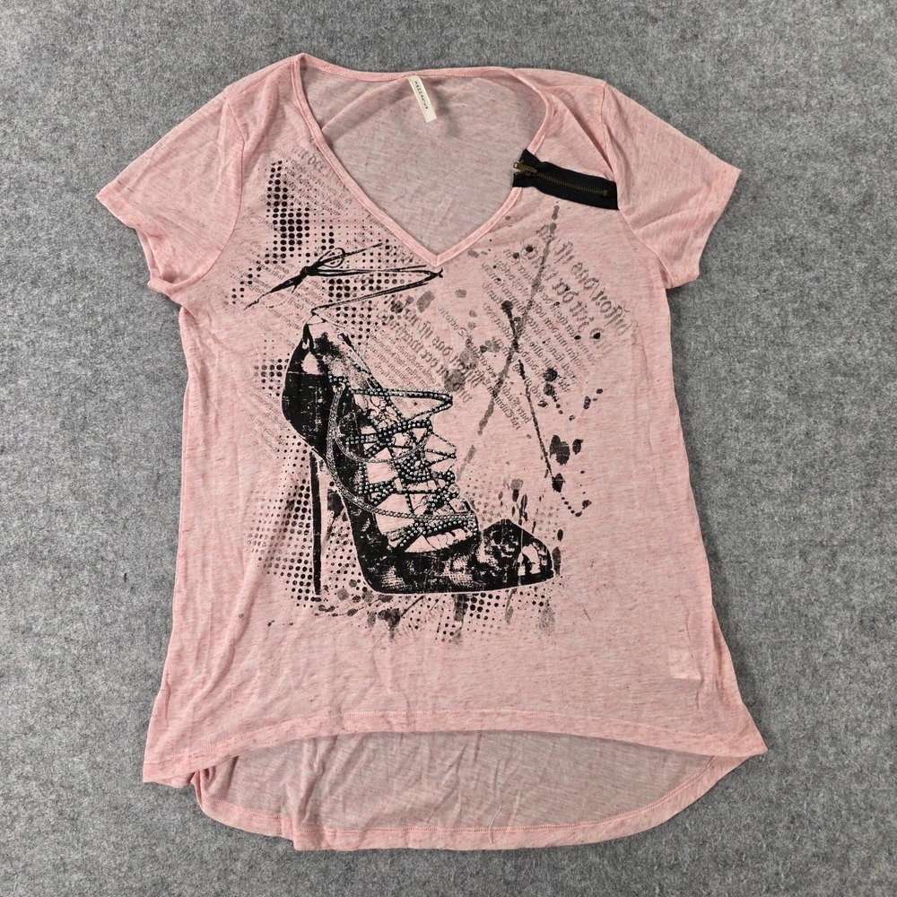 Vintage MEZZANINE womens short sleeve V neck graphic embellished T shirt size L